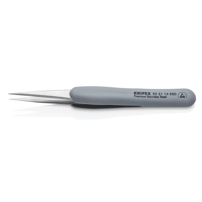 Knipex 92 21 14 ESD Premium Stainless Steel Precision Tweezers, 4" - Pointed Tips