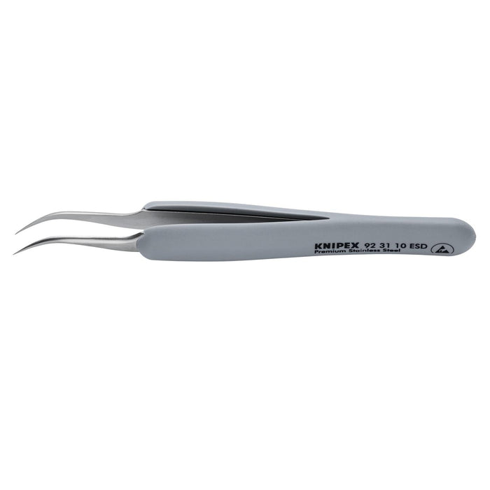 Knipex 92 31 10 ESD Premium Stainless Steel Precision Tweezers, 5" - 45° Angled Needle-Point Tips