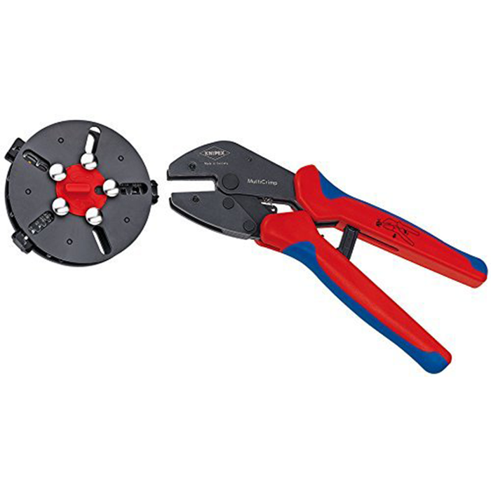 Knipex 97 33 01 MultiCrimp crimping pliers with changer magazine and 3 crimping dies burnished with multi-component grips 250 mm by Knipex