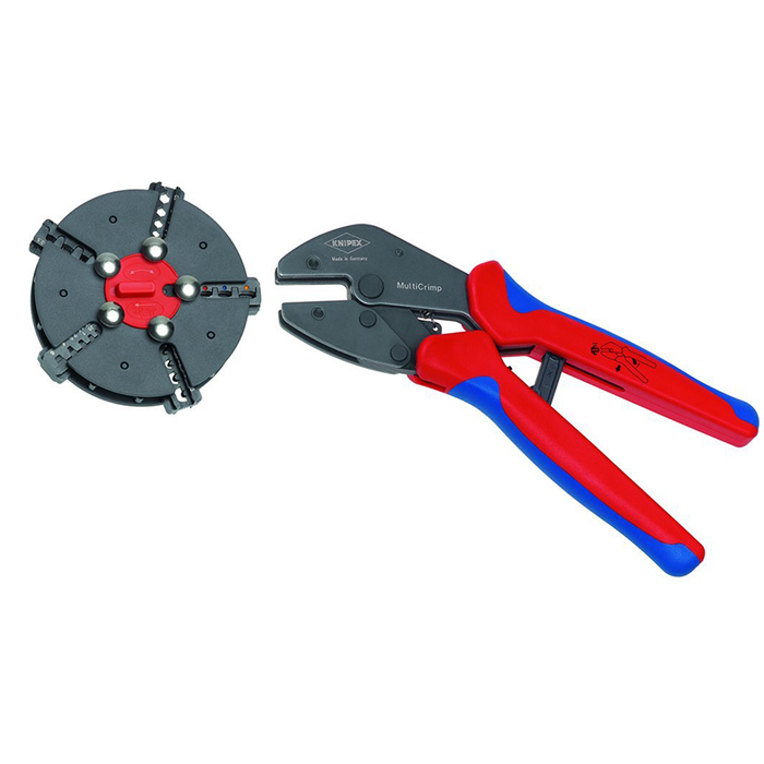 Knipex 97 33 02 MultiCrimp Pliers and Quick Changer Magazine with 5-Interchangeable Crimping Dies