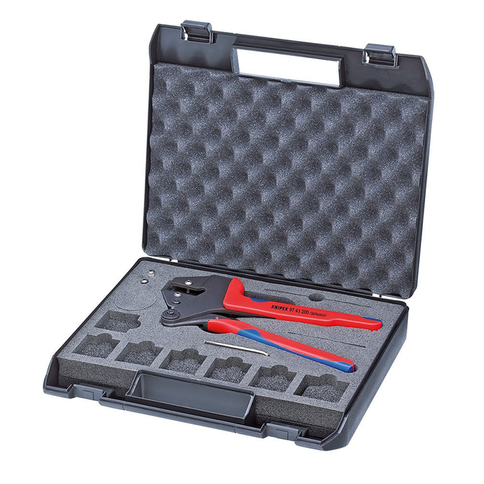 Knipex 97 43 200 Crimp System Pliers in a plastic case