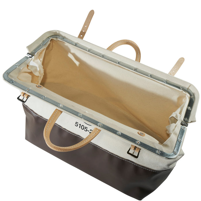 Klein Tools 5105-20 High-Bottom Canvas Tool Bag, 20-Inch,White/Tan