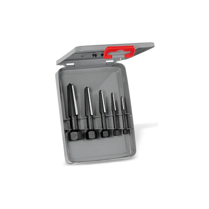 Rennsteig 9R 471 901 3 Double Edged Screw Extractor 5 Piece Set + Metal Case, (Size 1-5)