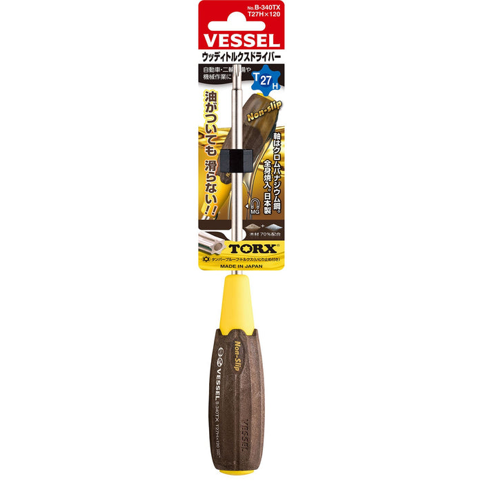 Vessel Tools 340T27H120 Wood-Compo TORX® Screwdriver No.B-340T, T27H x 120