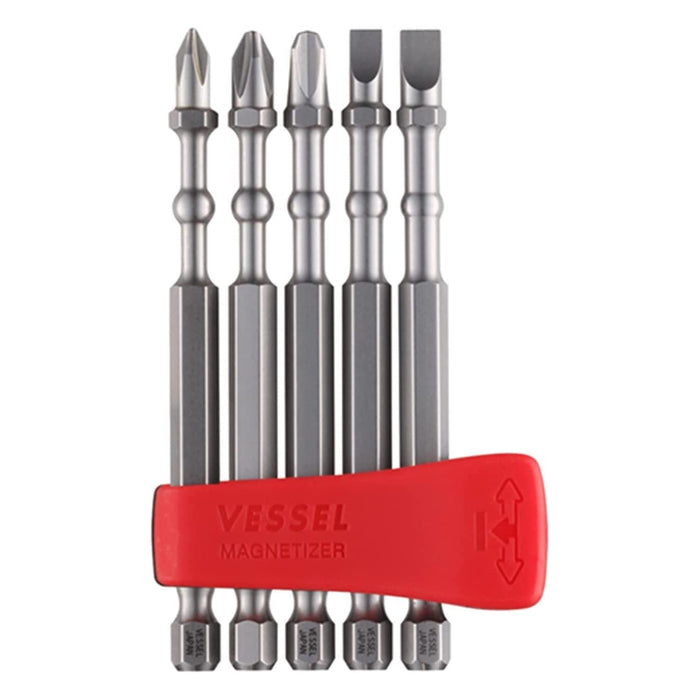 Vessel Tools IBMG90K001 Impact Ball Torsion Bit Set with Mag Charge Holder, 5 Pc.