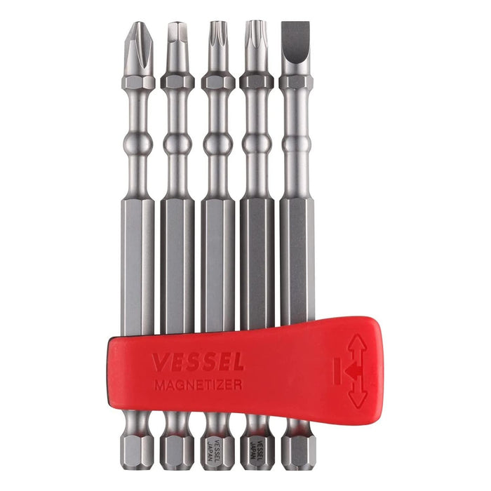 Vessel Tools IBMG90K002 Impact Ball Torsion Bit Set with Mag Charge Holder, 5 Pc.