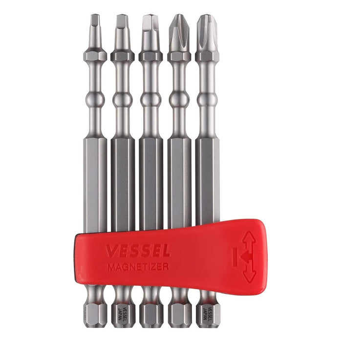 Vessel Tools IBMG90K003 Impact Ball Torsion Bit Set with Mag Charge Holder, 5 Pc.