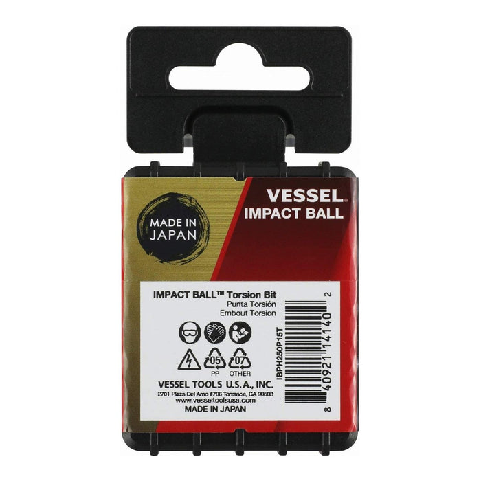Vessel Tools IBPH250P15T IMPACT BALL Torsion Bit Set, 15 Pc.