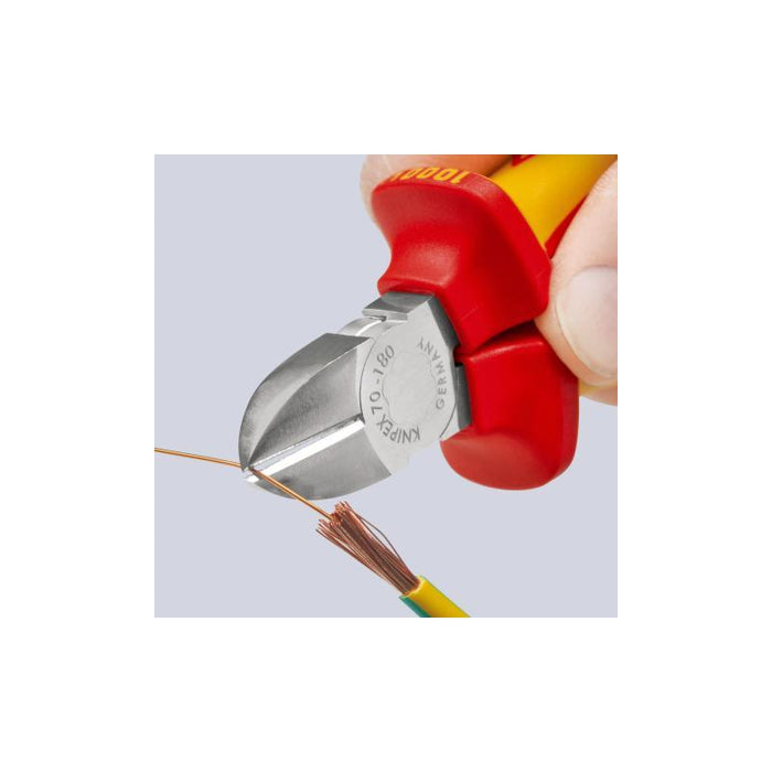 Knipex 70 06 180 T Diagonal Cutters-1000V Insulated-Tethered Attachment