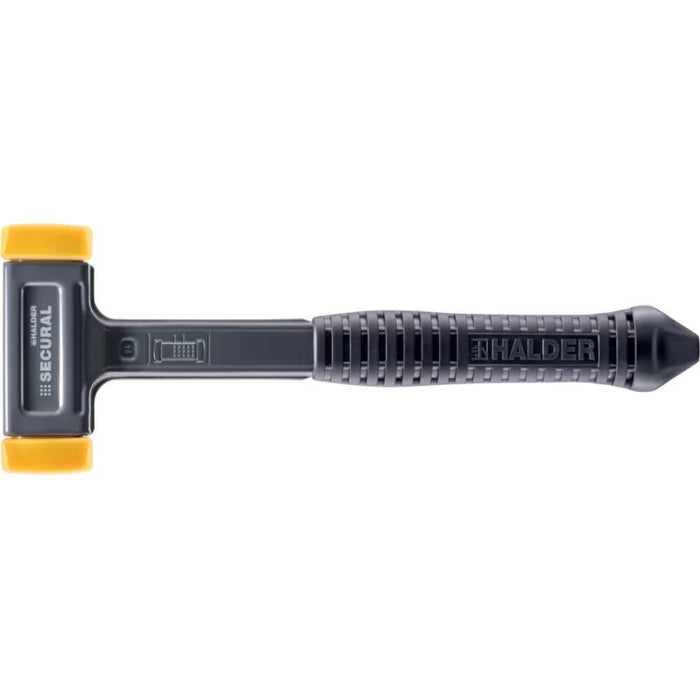 Halder 3380.140 Secural Dead Blow Hammer, Polyurethane Face Inserts, Steel Housing and Rubber Grip, SPECIAL POINTED HANDLE END