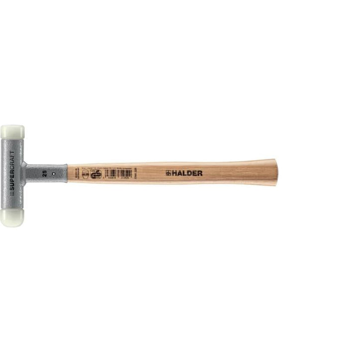 Halder 3366.225 Supercraft Dead Blow, Non-Rebounding Hammer with Nylon Face Inserts Steel Housing and Hickory Handle