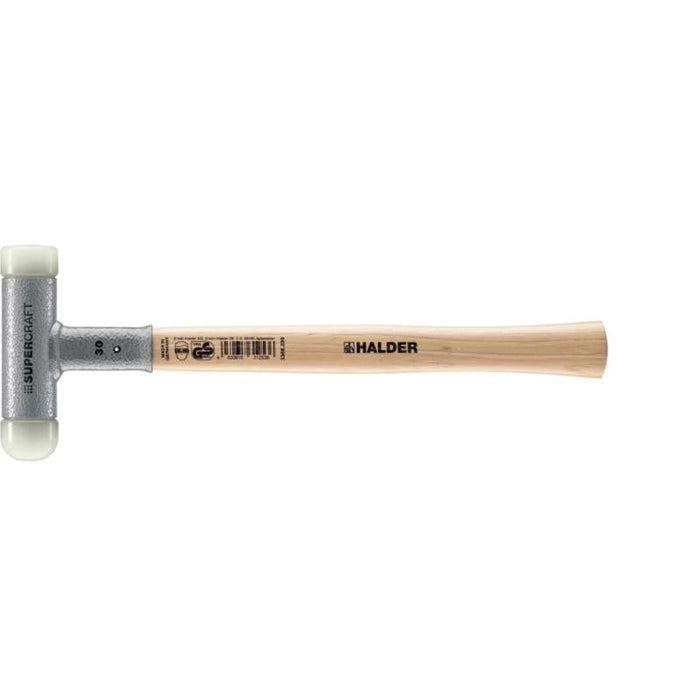 Halder 3366.240 Supercraft Dead Blow, Non-Rebounding Hammer with Nylon Face Inserts Steel Housing and Hickory Handle
