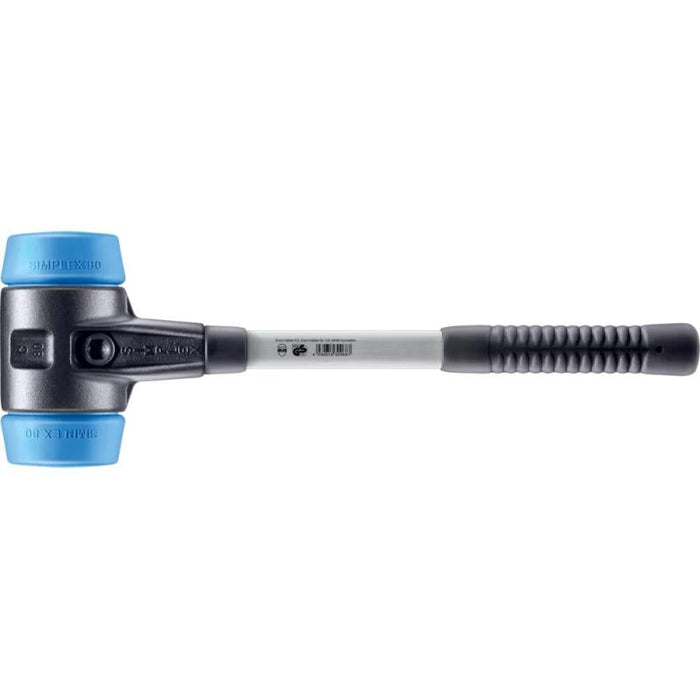 Halder 3701.080 Simplex Mallet with Soft Blue Rubber Inserts, Non-Marring Heavy Duty Reinforced Housing and Fiberglass Handle