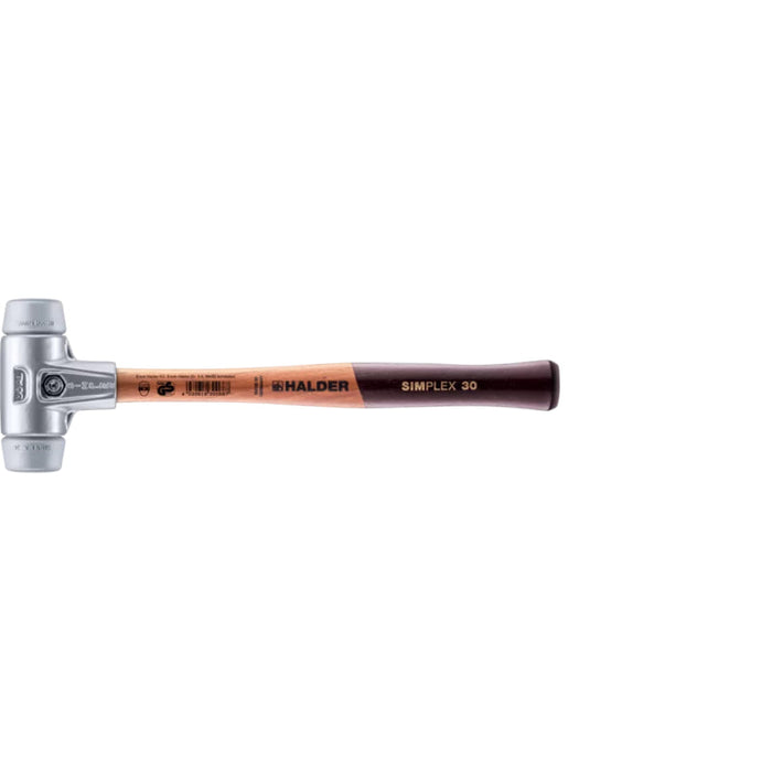 Halder 3103.030 Simplex Mallet with Grey Rubber Inserts, Lightweight Aluminum Housing and Wood Handle