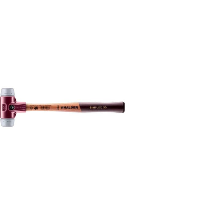 Halder 3003.030 Simplex Mallet with Grey Rubber Inserts, Non-Marring, Cast Iron Housing and Wood Handle