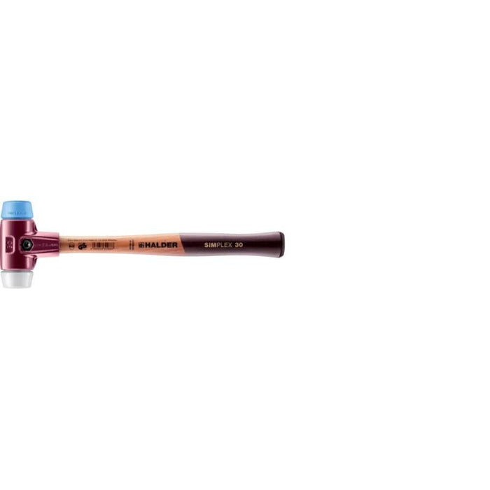 Halder 3017.030 Simplex Mallet with Soft Blue Rubber (non-marring) and Superplastic Inserts  / Cast Iron Housing and Wood Handle