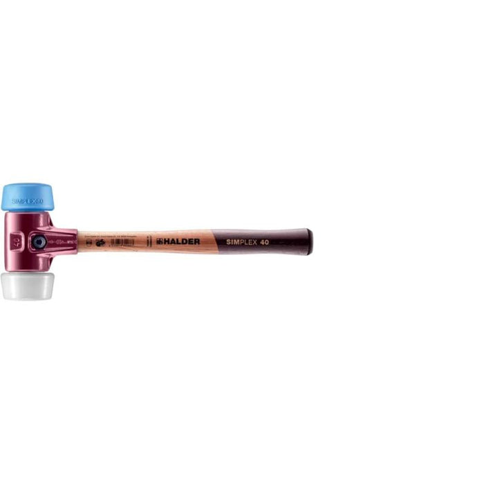 Halder 3017.051 Simplex Mallet with Oversized Soft Blue Rubber (non-marring) and Superplastic Inserts / Wood Handle