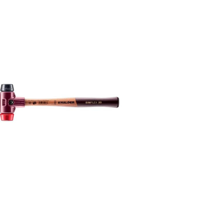 Halder 3026.030 Simplex Mallet with Black Rubber and Red Plastic Inserts  / Cast Iron Housing and Wood Handle