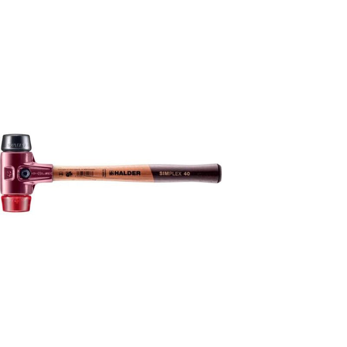 Halder 3026.040 Simplex Mallet with Black Rubber and Red Plastic Inserts  / Cast Iron Housing and Wood Handle