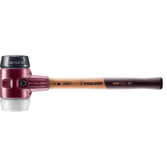 Halder 3027.080 Simplex Mallet with Black Rubber and Superplastic Inserts  / Cast Iron Housing and Wood Handle