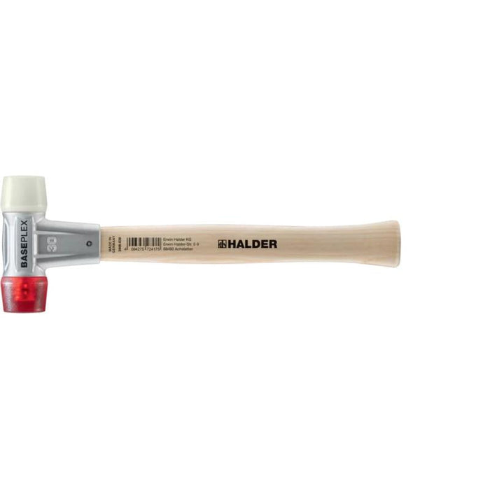 Halder 3968.030 Baseplex Mallet with Nylon and Red Plastic Face Inserts Zinc Die Cast Housing and Wood Handle