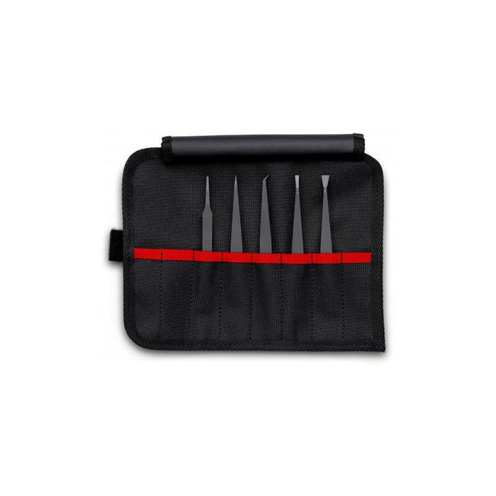 Knipex 92 00 05 ESD 5 Pc Plastic Tweezer Set in a Tool Roll, ESD