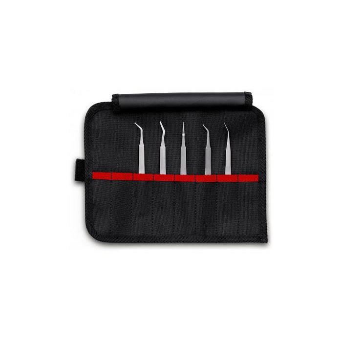 Knipex 92 00 03 5 Pc Stainless Steel Tweezers Set in Tool Roll, SMD