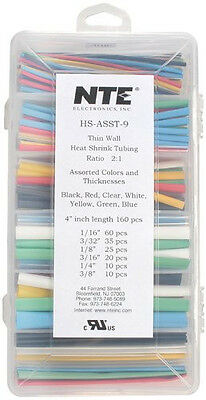 NTE HS-ASST-9 Heat Shrink  2:1 Assorted Colors and Sizes 160 PCS