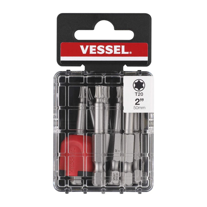 Vessel Tools MGETX2050P10T Neck Torsion Power Bits, TX 20 x 50 mm, Mag Enhancer, 10 Pc.
