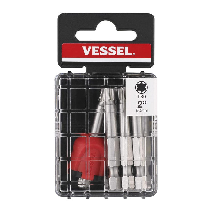 Vessel Tools MGETX3050P10T Neck Torsion Power Bits, TX 30 x 50 mm, Mag Enhancer, 10 Pc.