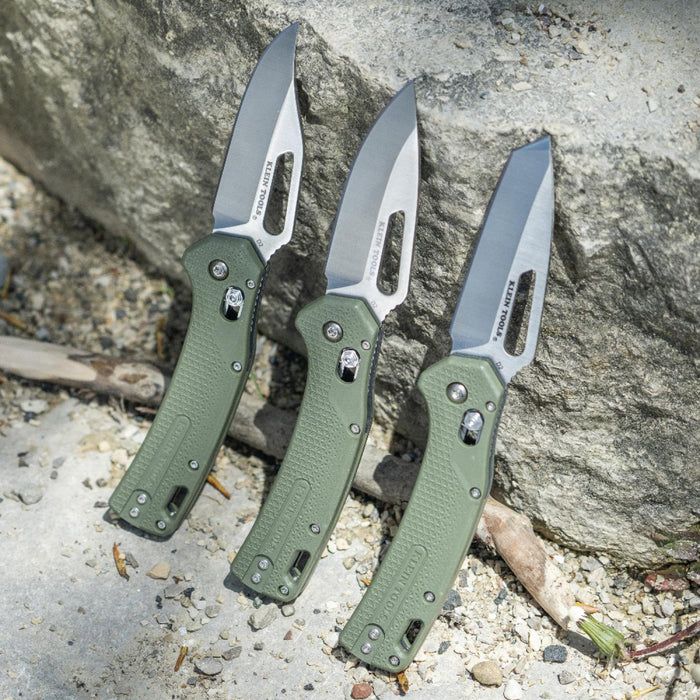 Klein Tools OGK002GNT Resurgence Hunting Pocket Knife, Green & Clip Point