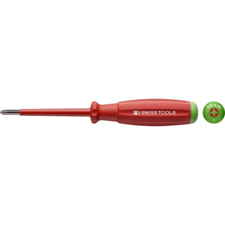PB Swiss Tools PB 58192.1-80 Pozidriv, SwissGrip VDE Screwdriver PZ1 x 80mm, Insulated