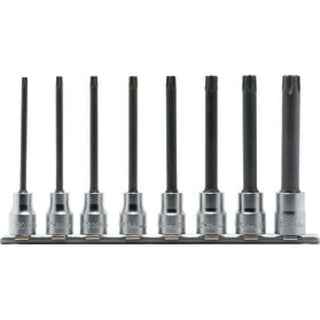 Ko-Ken RS3025/8-L100RH 3/8 In Sq. Dr. Bit Socket set TORX® T20H-T55H Tamper Resistant Length 100mm Round shank 8 Pieces