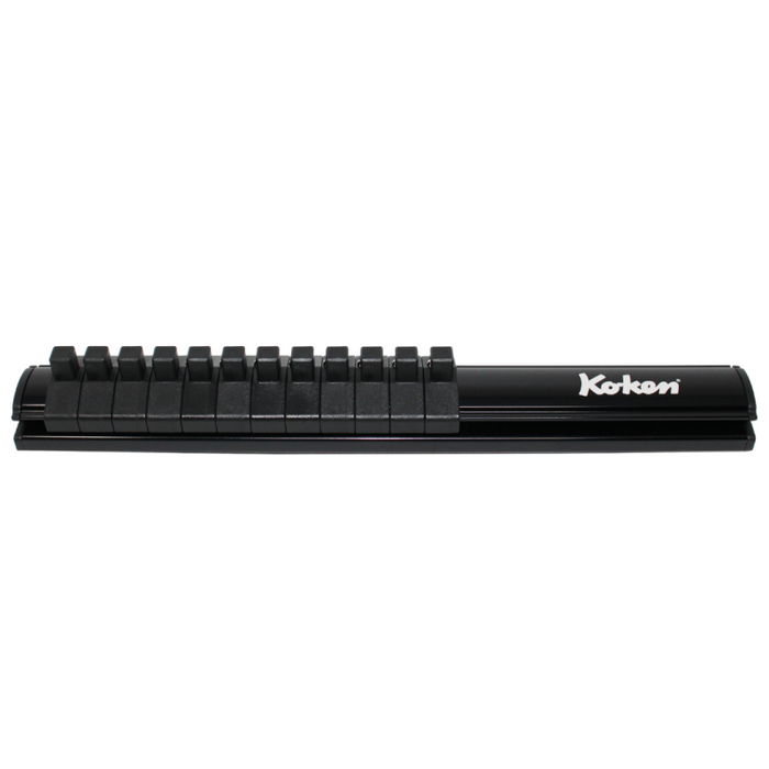 Ko-ken RSAL200-1/4X12 Magnetic Aluminum Rail 1/4"Dr. Plastic Clip 12 Pcs 200 mm