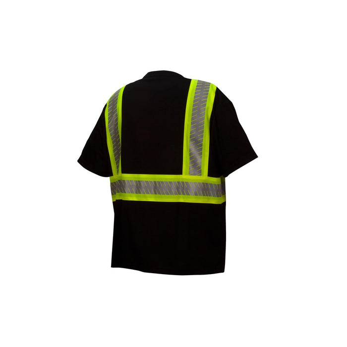 Pyramex RTS2311 ANSI Type O - Class 1 Not FR Black Reflective T-Shirt with Broken Heat Sealed Tape