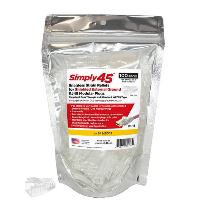 Simply45 S45-B003  Strain Reliefs for Simply45® Shielded External Ground for Pass Through