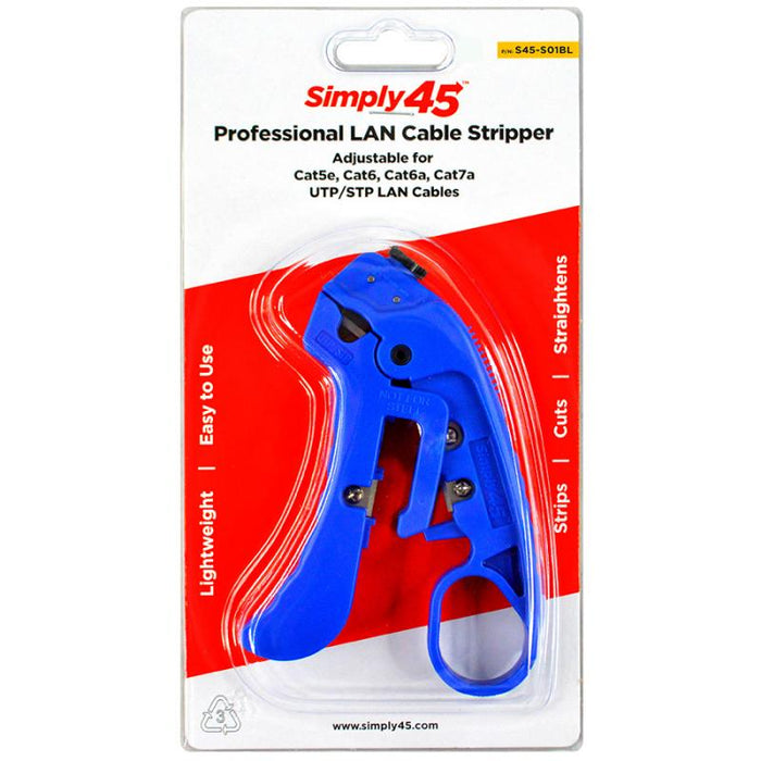 Simply45 S45-S01BL -Adjustable LAN Cable Stripper for Shielded & Unshielded Cat7a/6a/6/5e  Blue