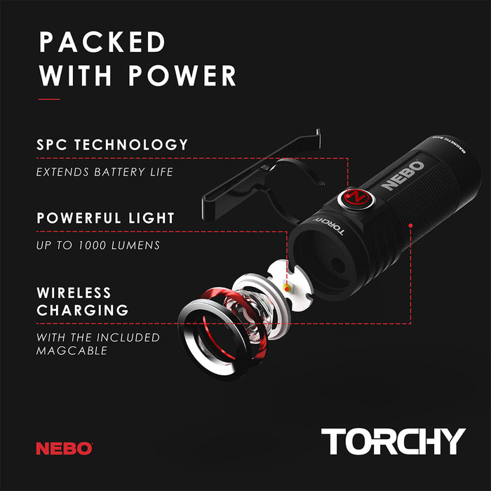 Nebo 6878 Torchy 1000 Lumen Rechargeable Pocket Flashlight