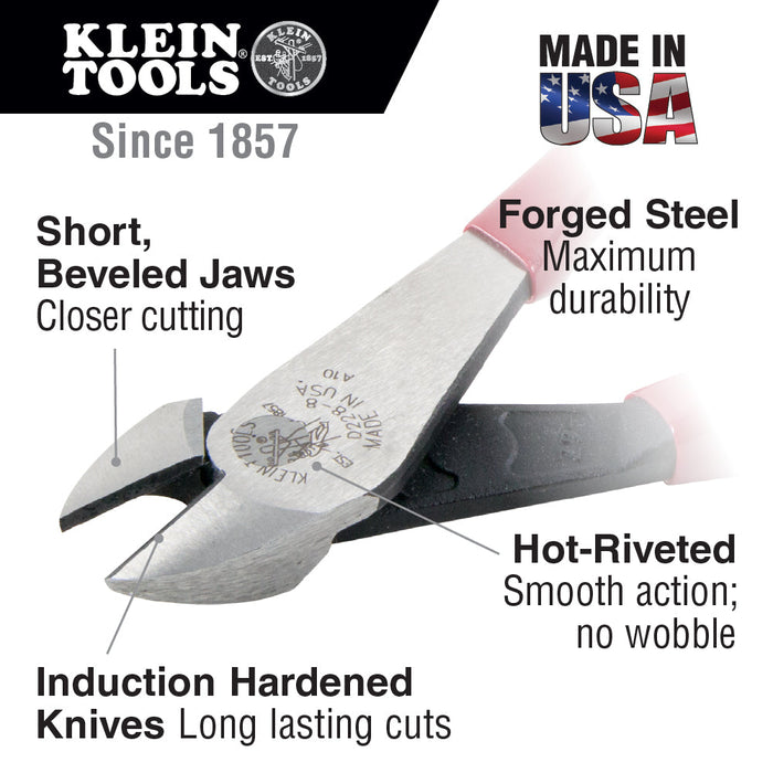 Klein Tools D228-8TT Diagonal-Cutting Pliers, High Leverage, Tie Ring, 8"