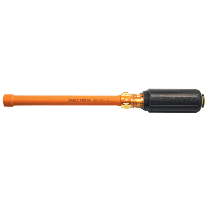 Klein Tools 646-3/8-INS 3/8 x 6" Hex Insulated Cushion-Grip Hollow-Shank Nut Driver