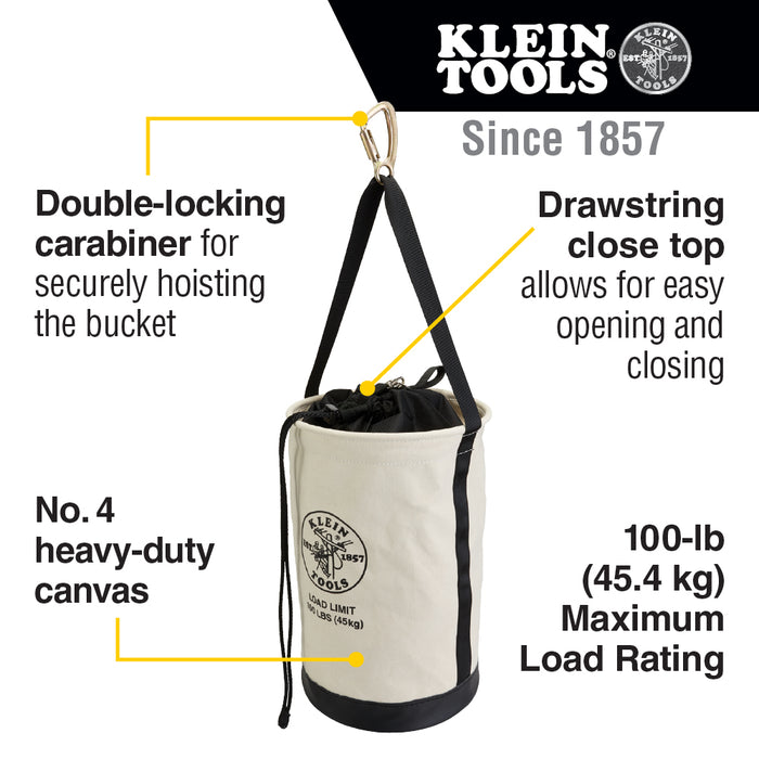 Klein Tools 5114DSC Heavy Duty Drawstring Close Bucket, 17-Inch