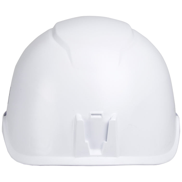 Klein Tools 60146 Safety Helmet, Non-Vented-Class E, with Rechargeable Headlamp, White