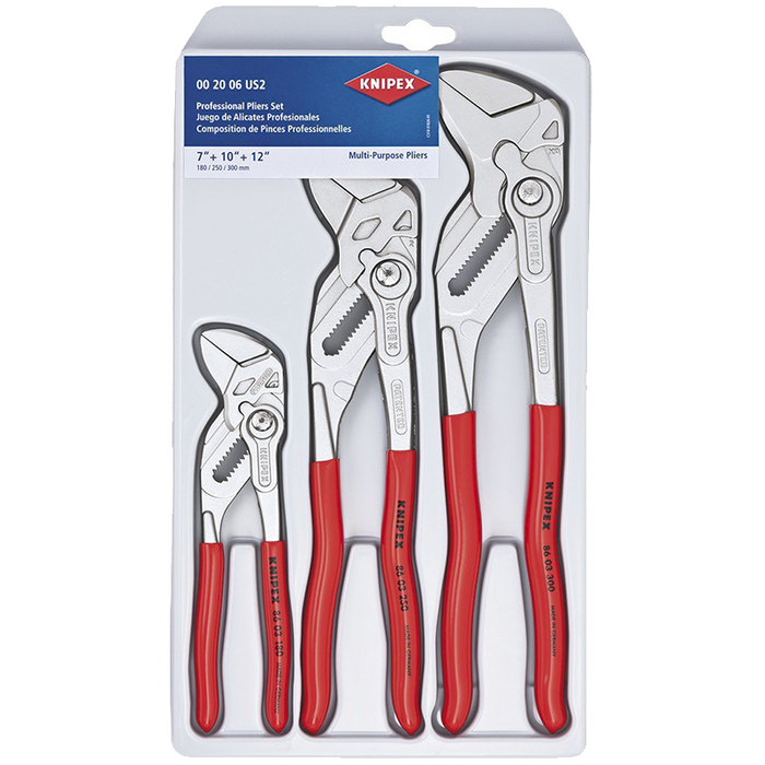 KNIPEX 00 20 06 US2 Pliers Wrench Set, 3 Piece