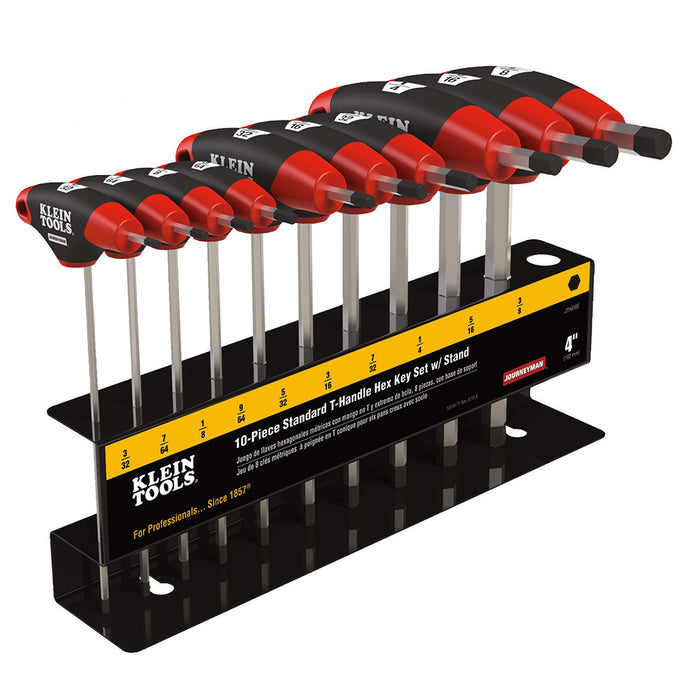Klein Tools JTH410E SAE T-Handle Hex Key Set, Stand, 4-Inch, 10-Piece