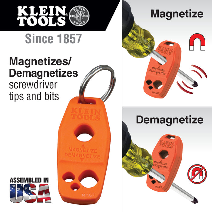 Klein Tools MAG2 Magnetizer and Demagnetizer for Screwdriver Bits and Tips, Makes Screwdrivers Magnetic with Powerful Rare-Earth Magnet