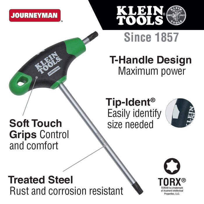 Klein Tools JTH6T10 T10 Torx® Hex Key with Journeyman T-Handle, 6-Inch