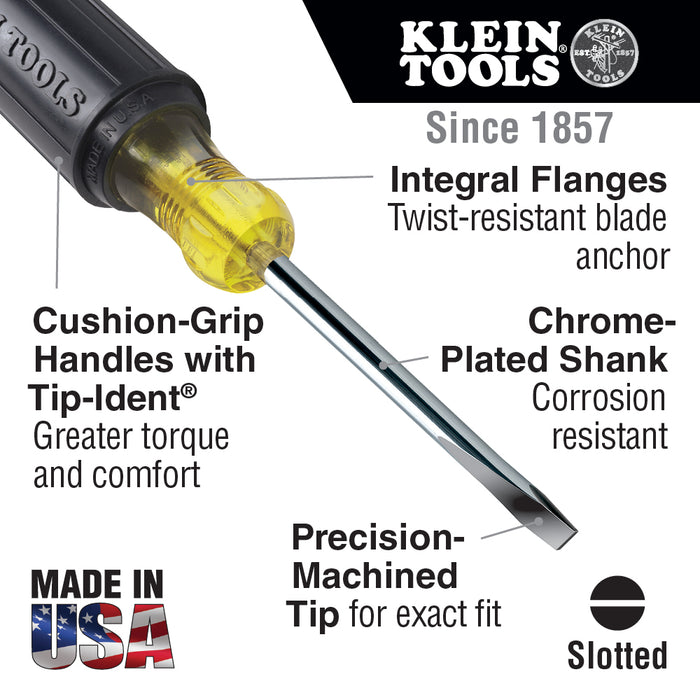 Klein Tools 600-1 5/16" x 3.4" Heavy-Duty Round Shank Tip Screwdriver