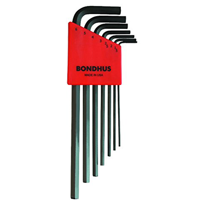 Bondhus 12192 Set of 7 Hex L-wrenches, Long Length, Sizes 1.5-6mm