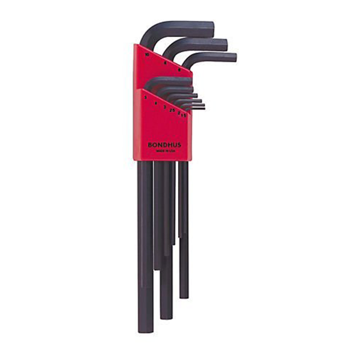 Bondhus 12199 Hex Tip Key L-wrench Set with ProGuard Finish, 1.5mm - 10mm, 9 Piece