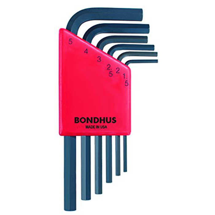 Bondhus 12246 Set of 6 Hex L-wrenches, Short Length, Sizes 1.5-5mm